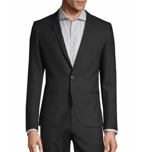 Hugo Boss Adgert Faux-Leather Trim Blazer